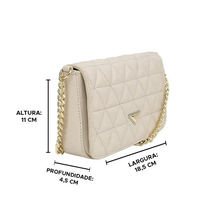 Bolsa Transversal Feminina de Couro Matelassê Classe