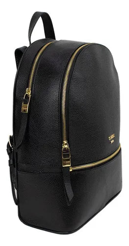 Mochila Preta Feminina Classe Couro Slim