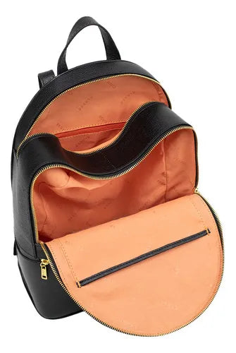 Mochila Preta Feminina Classe Couro Slim