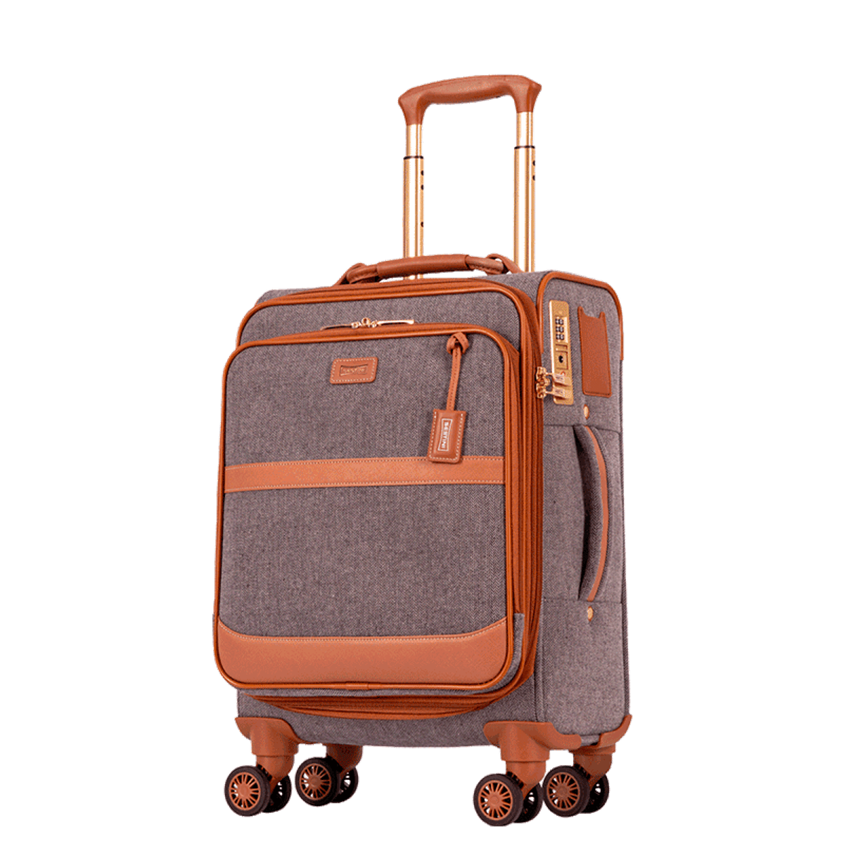 Mala de Bordo em Tecido com Detalhes em Couro Royale