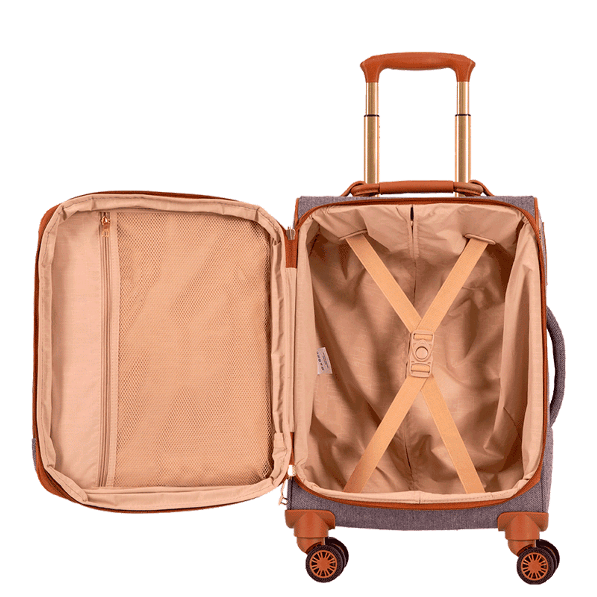 Mala de Bordo em Tecido com Detalhes em Couro Royale