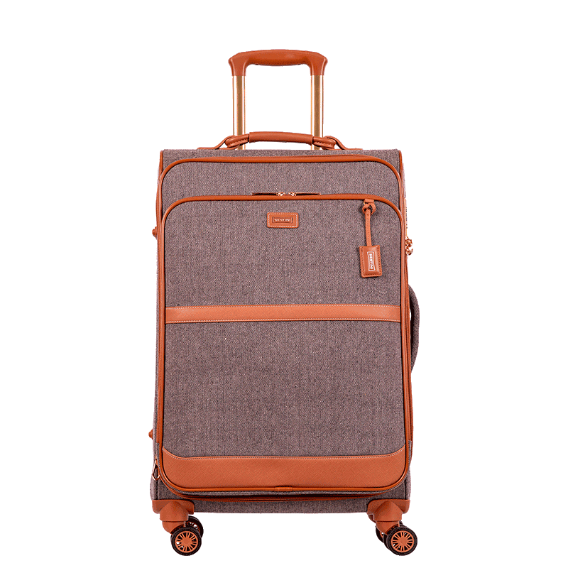 Mala de Viagem 23 kg em Tecido com Detalhes em Couro Royale