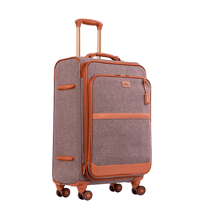 Mala de Viagem 23 kg em Tecido com Detalhes em Couro Royale