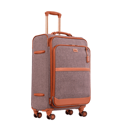 Mala de Viagem 23 kg em Tecido com Detalhes em Couro Royale