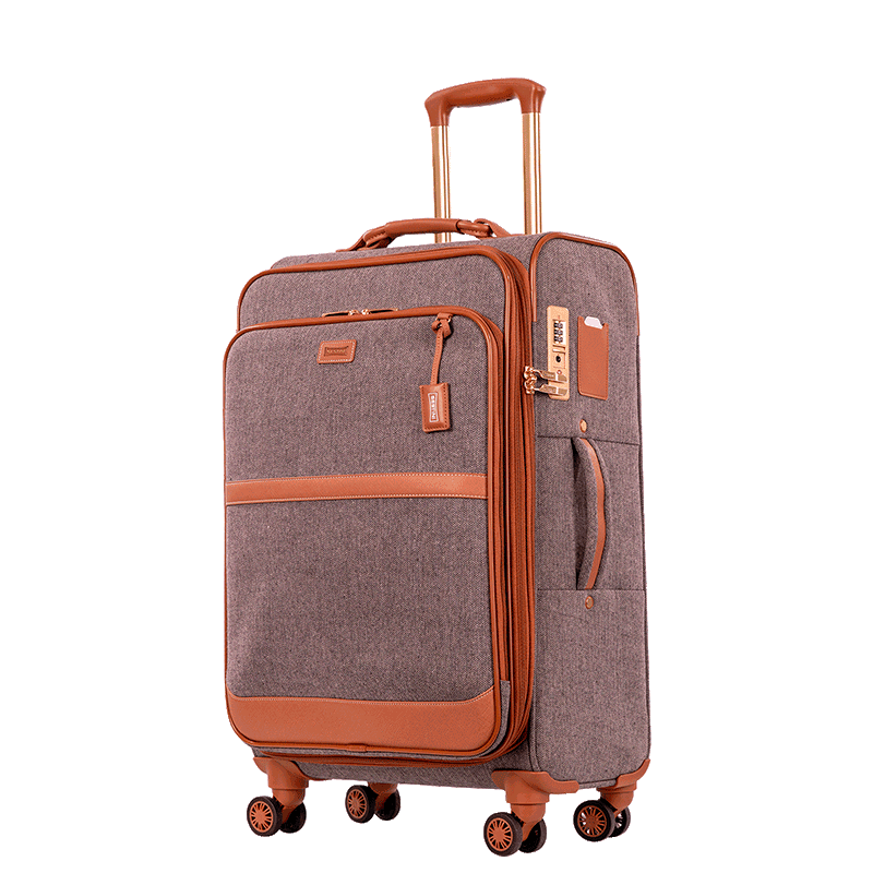 Mala de Viagem 23 kg em Tecido com Detalhes em Couro Royale