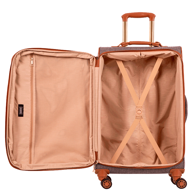Mala de Viagem 23 kg em Tecido com Detalhes em Couro Royale