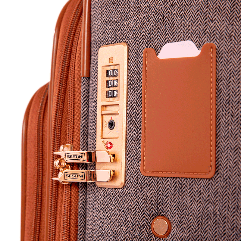 Mala de Viagem 23 kg em Tecido com Detalhes em Couro Royale