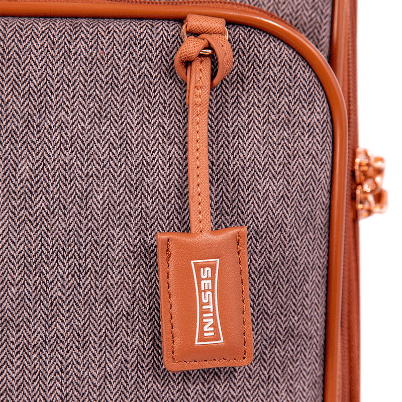 Mala de Viagem 23 kg em Tecido com Detalhes em Couro Royale