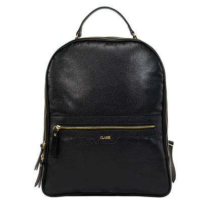 Mochila Feminina Preta de Couro Legítimo Tiara Classe