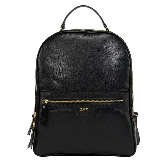Mochila Feminina Preta de Couro Legítimo Tiara Classe