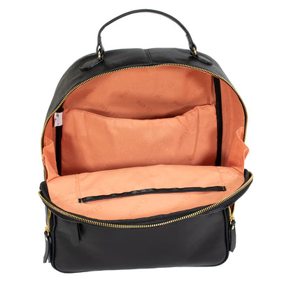 Mochila Feminina Preta de Couro Legítimo Tiara Classe