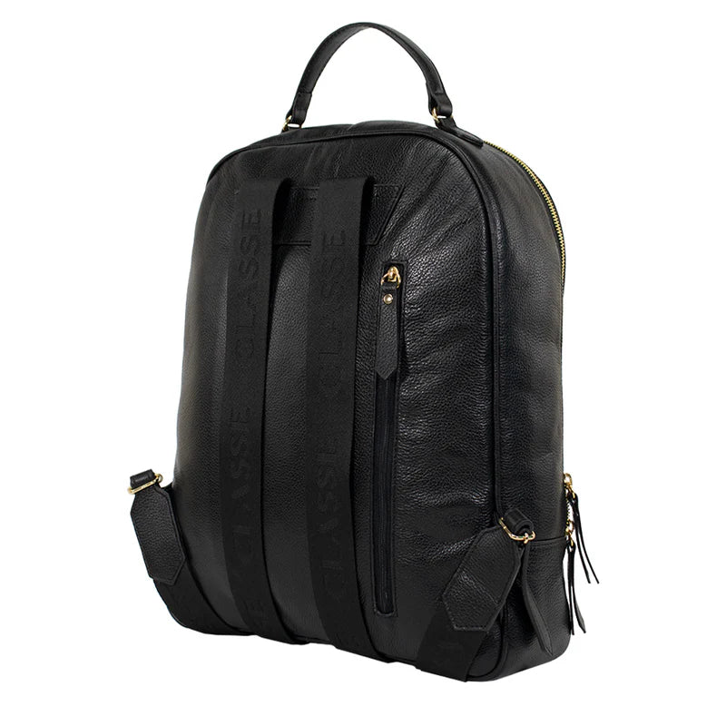 Mochila Feminina Preta de Couro Legítimo Tiara Classe