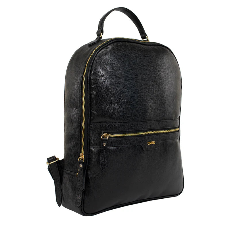 Mochila Feminina Preta de Couro Legítimo Tiara Classe