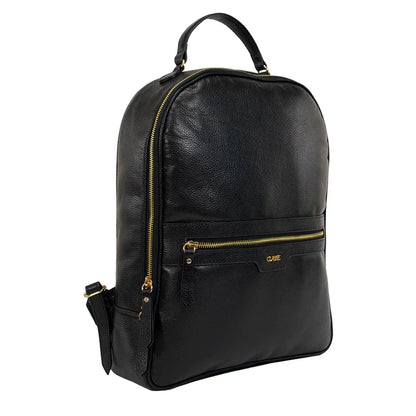 Mochila Feminina Preta de Couro Legítimo Tiara Classe