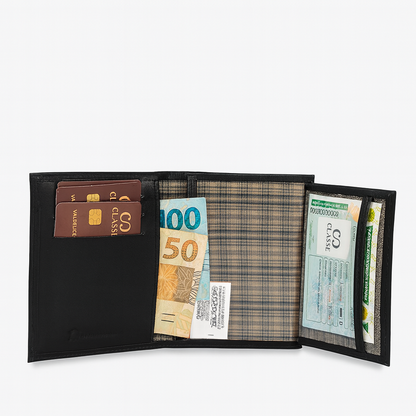 Carteira Masculina Casual em Couro Classe M266