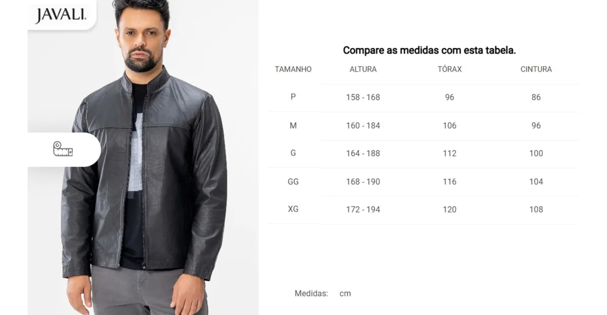 Jaqueta Mascuilna de Couro Legítimo Javali 127