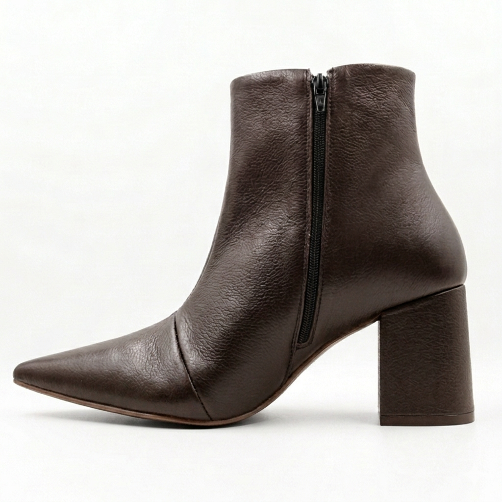 Bota Bellagio Couro Cano Baixo Bico Fico