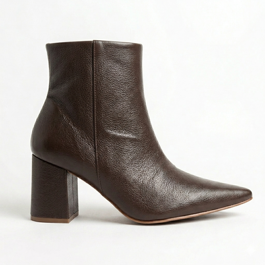 Bota Bellagio Couro Cano Baixo Bico Fico